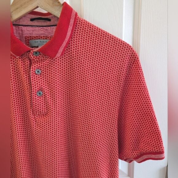 Ted Baker Polo Geometric Print Red 6 (US XXL) - Picture 7 of 10